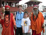 Kathmandu Durbar Square 02 01 Charlotte Ryan And Peter Ryan With two Hindu Sadhus 2 
